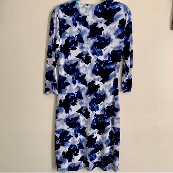 Ellen Tracy Watercolor Floral Faux Wrap Dress M - Picture 6 of 6